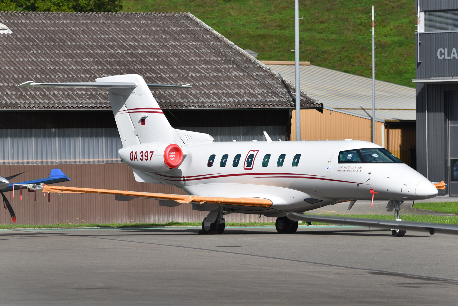 Seen on 28th October in Stans: the first PC-24 for the Qatar Emiri Air Force (sn 247, QA 397), temporarily registered as HB-VZA, on the way to a test flight.(the Flag of Qatar in the tail and the description "Qatar Emiri Air Force" under the cockpit window are covered) - see the second picture of the original aircraft, dated 29th September).