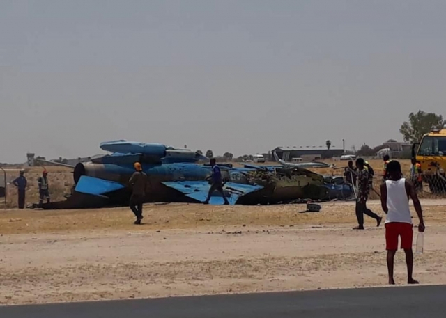 Namibian F-7 fighter badly damaged