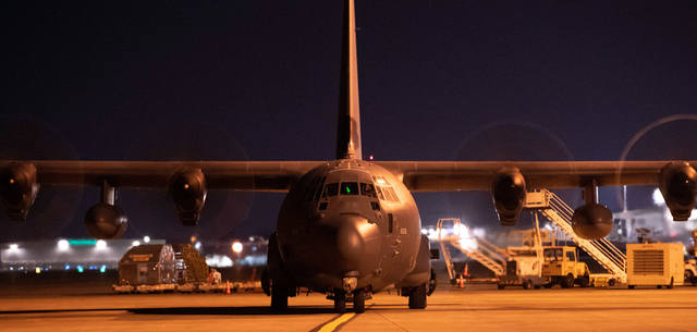 An MC-130J Commando II arrives at the 193rd Special Operations Wing Feb. 2, 2023 at Middletown, Pennsylvania. The aircraft is the first to arrive to the 193rd Special Operations Wing, marking a symbolic beginning to its new primary mission as the first and only Air National Guard unit to operate the Commando II. (U.S. Air National Guard photo by Master Sgt. Alexander Farver)