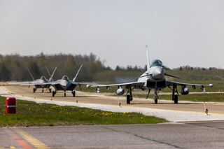 United States Air Force fifth generation fighter jets support NATO Allied Air Command’s Air Shielding Mission along the Eastern Flank executing an Agile Combat Employment deployment. Imagery shows the F-22 Raptors conducting sorties alongside Royal Air Force Typhoons currently based at Amari Air Base, Estonia, for Operation AZOTIZE.By rapidly fielding forces alongside NATO Allies in the Baltic Sea region, USAF in Europe highlights the operational readiness of the coalition forces throughout the European theatre and their ability to respond to defend NATO territory. The Baltic nations – Estonia, Latvia and Lithuania – are situated on a critical air, land, and sea corridor, which requires a coordinated approach between Allies to maintain and sustain international freedom of manoeuvre throughout the region.As a highly manoeuvrable stealth aircraft, the F-22 Raptor Jet is designed to rapidly project dominance, penetrate evolving threats, and achieve air superiority.Operation AZOTIZE is a long-established NATO Baltic Air Policing mission. Through 2023, the UK, along with NATO partners, will be based out of Amari Air Base, Estonia, in order to demonstrate their commitment to the security of the region and provide Quick Reaction Alert (QRA) where necessary. 